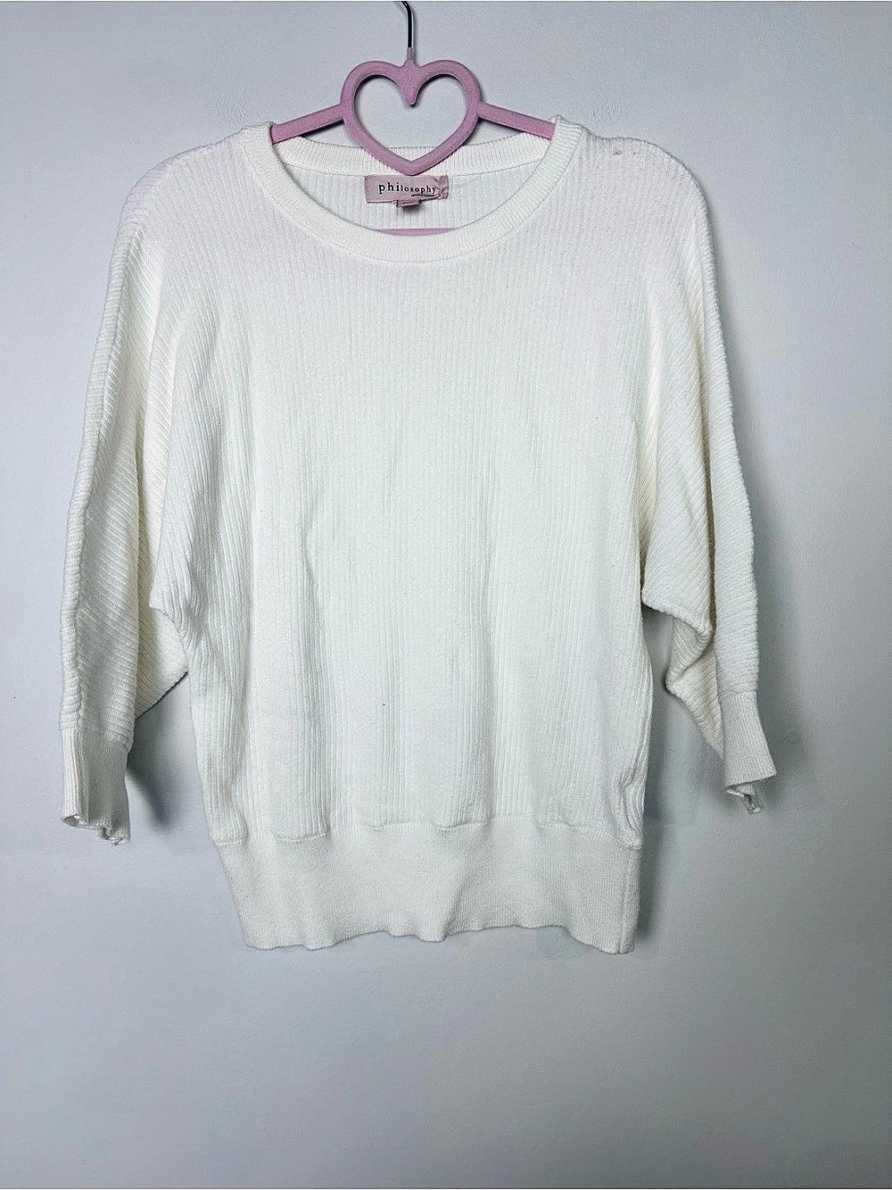Philosophy Ribbed Crew Neck Sweater White Cream Size XS